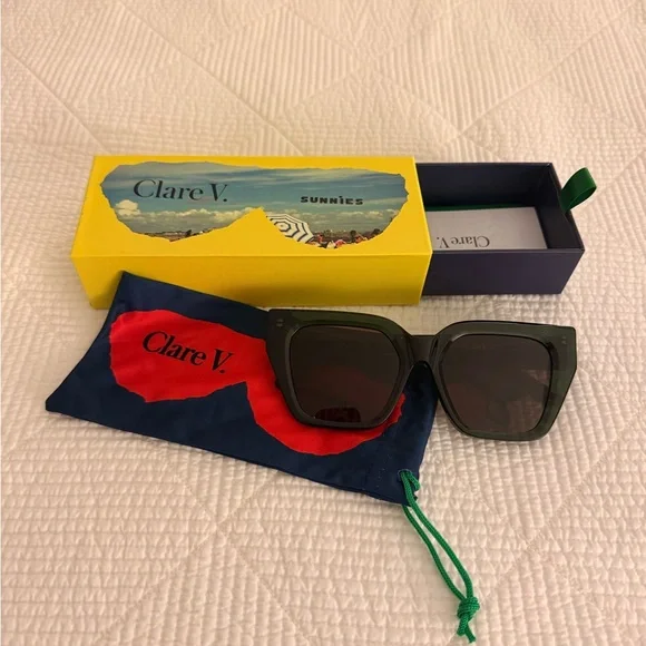Clare V. Olive Sunglasses with Colorful Case - Picture 1 of 4